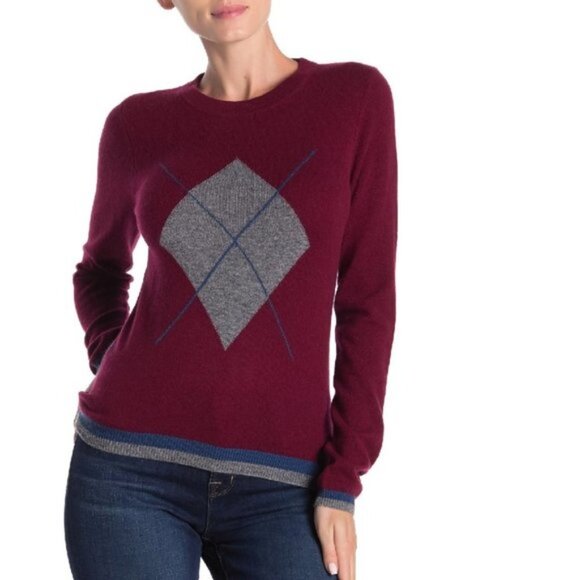 Kier & J Argyle & Stripe Cashmere Sweater - Picture 1 of 6
